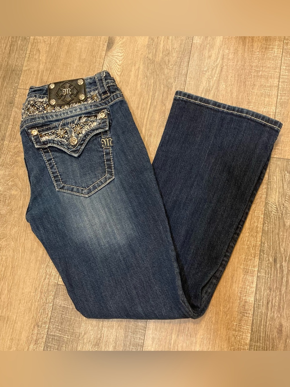 Miss Me Signature Rise Boot Cut Womens Sz 31 Denim Jeans Dark Wash 30" Inseam
